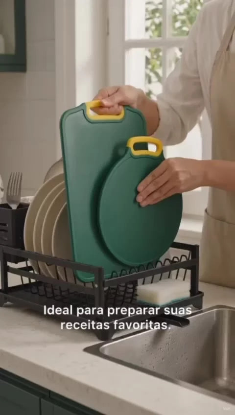 Tábuas de Corte Cozinha Profissional BPA Free Redonda e Retangular com Alça Integrada