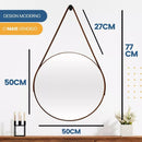 Espelho Adnet Redondo 50cm Com Alça e Suporte Decorativo Para Sala Lavabo Banheiro
