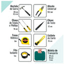 Kit Maleta Estojo Ferramentas 9 Peças Martelo Alicate Chave de Fenda Trena Portátil