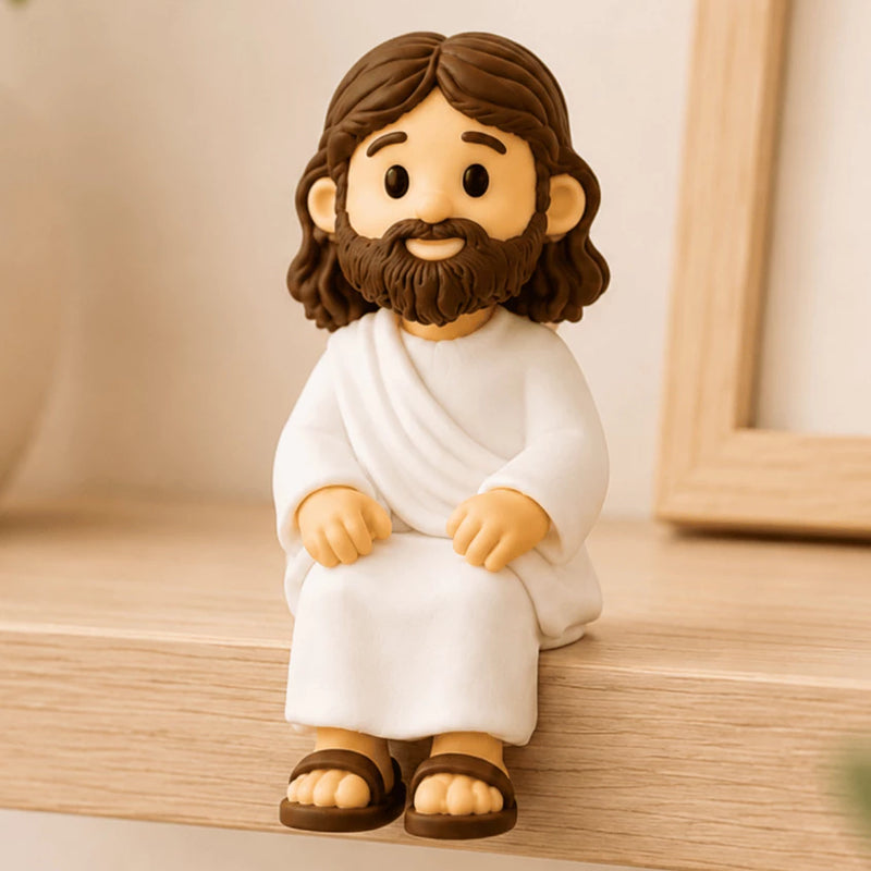Mini Jesus Cristo Sentado 5cm Enfeite Decorativo para Mesa Monitor Nicho