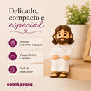 Mini Jesus Cristo Sentado 5cm Enfeite Decorativo para Mesa Monitor Nicho