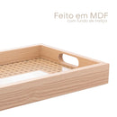Bandeja Retangular em MDF com Fundo Treliça 36.5cm Lyor Bandeja Decorativa e de Servir para Sala Cozinha Decoração Ideal