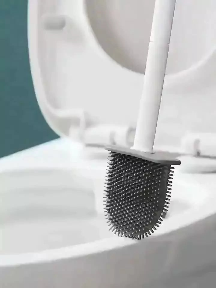 Escova Sanitária de Silicone 2 em 1 com Suporte Escova para Vaso Sanitário e Cantos Limpeza Profunda