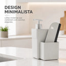 Kit Dispenser Detergente Sabão Rodinho Pia de Cozinha Suporte Esponja Bucha 3x1 Organizador