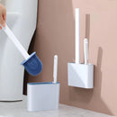 Escova Sanitária de Silicone 2 em 1 com Suporte Escova para Vaso Sanitário e Cantos Limpeza Profunda